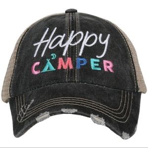 Distressed Happy Campers Embroidered Trucker Hats